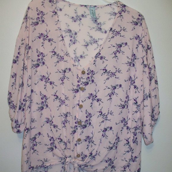 Pretty Pink M Fasis Cropped Crepe Blouse Top M R2 - Picture 2 of 5